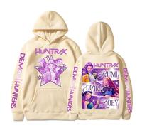 BLAENU Unisex Hoodie K-Pop Demon H-Hunters Huntrix Merch Hoodie Harajuku Style Sweater Top Men's and Women's Sweatshirt Fan Gift-Khaki||3x_l