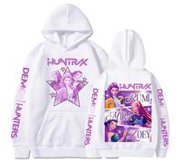 BLAENU Unisex Hoodie K-Pop Demon H-Hunters Huntrix Merch Hoodie Harajuku Style Sweater Top Men's and Women's Sweatshirt Fan Gift-White||3x_l