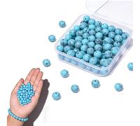 BLAESIFF 100pcs Loose Turquoise Beads for Jewelry Making, 8mm Natural Stone Bead for Craft, DIY Crystal Beads for Bracelet, Earrings Necklace Making