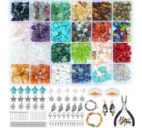 BLAESIFF 1088 Pcs Crystal Jewellery Making Kit, 24 Colors Irregular Gemstone Beads 5-8mm Crystal Beads Chip Stone Bead with Hole for Bracelet Jewelry Making