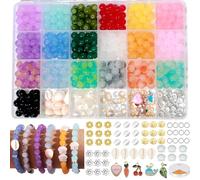 BLAESIFF 500pcs Glass Beads Bracelet Making Kit, 21Color 8mm Round Crystal Bead for Bracelet DIY Crafts Kit for Jewelry Making Bracelet Necklace Earring, DIY Gift