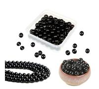 BLAESIFF 8mm Black Loose Natural Round Stone Beads for Jewelry Making, 100pcs Gemstone Beads for Bracelet Earrings Necklace Making, DIY Craft Bead