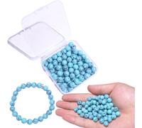 BLAESIFF 8mm Crystal Beads for Bracelets, 100pcs Natural Stone Bead Round Loose Beads for Jewelry Making, Earrings Necklace DIY(Blue Turquoise)