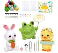 BLAESIFF Complete Crochet Kit for Beginners, 3pcs Crochet Animal Kit for Starter Adults, Animal Crochet Kit with Instructions, Crochet Hooks, Crochet Yarn, Step Videos