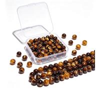 BLAESIFF Natural Round Stone Beads, 100pcs 8mm Yellow Tiger Eye Stone Beads for Bracelets, Jewelry Earrings Necklace Making, DIY Craft Beads