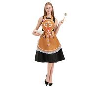 Blafly Christmas Gingerbread Apron for Women Adults Funny Baking and Cookie Kitchen Aprons Costume with Pockets Cute Festive Cooking Dress Outfit Accessories for Xmas Party Holiday Halloween