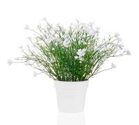 Blafrozzing Artificial Babys Breath Potted Fake Plants with Flowers Faux Plants Indoor for Home Office Bookshelf Table Room Decor (White)