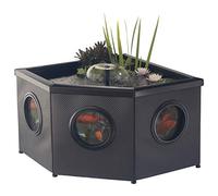 Blagdon Affinity Corner Living Water Feature Patio Pool Pond, Mocha, with Inpond 5-in-1 3000 Filter Pump & UV Clarifier, LED Spotlight, 3 Attractive Fountain Heads, 1 Planting Basket - Medium