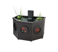 Blagdon Affinity Half-Moon Living Water Feature Patio Pool Pond, Mocha, with Inpond 5-in-1 3000 Filter Pump & UV Clarifier, LED Spotlight, 3 Attractive Fountain Heads, 1 Planting Basket - Medium
