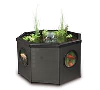 Blagdon Affinity Octagon Living Water Feature Patio Pool Pond, Mocha, with Inpond 5-in-1 3000 Filter Pump & UV Clarifier, LED Spotlight, 3 Attractive Fountain Heads, 1 Planting Basket - Medium, Black