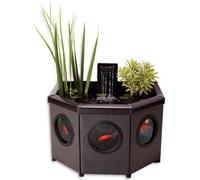 Blagdon Affinity View Half-Moon Living Water Feature Patio Pool Pond, with Inpond 5-in-1 2000 Filter Pump & LED Spotlight, 3 Attractive Fountain Feature Heads, 1 Planting Basket - Small, Black