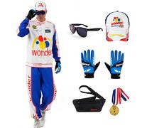 Blahhey Adult Halloween Costume, 7 Pcs Set Race Car Outfit, Racing Car Driver Outfit for Men & Women