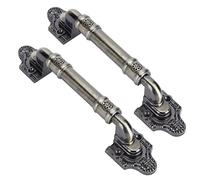 Blaihild 2PCS Door Handle, Zinc Alloy Antique Bronze Pull for Wardrobe Drawer Cabinet, Durable Door Hardware for Home Renovation