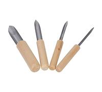Blaihild 4 Pcs Clay Hole Cutters, Stainless Steel Semi Round Punching Tool with Wood Handle, for Pottery Polymer Clay Rubber DIY Projects