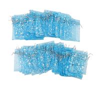 Blaihild 50PCS Star Mesh Bags Starry Mesh Pouches Star Print Drawstring Bags with Pretty Pattern and Satin Drawstrings for Wedding Candy Christmas Treats Small Gifts (Light Blue)
