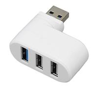 Blaihild 90 Degree Rotatable USB Hub 3 Ports USB 3.0 5Gbps ABS Material Plug and Play Extension for Laptop Tablet Desktop Space Saving Right Angle Design (White)