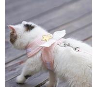 Blaihild Adjustable Cat Harness Leash, Lightweight Breathable Cloth Vest with Cute Angel Wings Design for Daily Walks and Jogging (XL (2.5-4kg / 5.-8.8lb))
