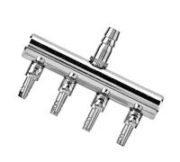 Blaihild Aquarium Air Control Lever Valve, Stainless Steel Air Distributor, Adjustable Fish Tank Oxygen Splitter for Aquaculture (8 to 4mm four-hole splitter head)