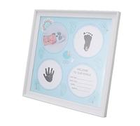 Blaihild Baby Handprint Footprint Photo Frame Kit, Ideal Keepsake for Newborn Memories, Made with Density Board and Plastic, Perfect for Commemorative Displays (Blue)