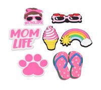 Blaihild Beach Bag Silicone Decorations 7PCS for Handbag Tote, Striking Patterns Sunglasses Ice Cream Flip Flops, Stand Out At Beach Pool Party