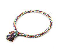 Blaihild Bird Circle Ring Rope, Colorful Cotton and Metal Toy, Fun Chewing and Swinging for Budgies and Cockatoos, 18cm Diameter (Large diameter 25cm)