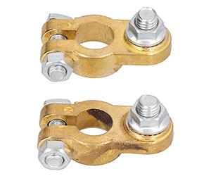 Blaihild Brass Battery Terminal Clamp 2pcs 0.71in Positive 0.62in Negative for Loose Posts, Reduces Voltage Loss By 99.97%, Fits Automotive Marine RV Trucks in Winter Cold Starts