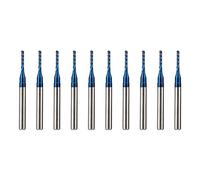 Blaihild Carbide Blue Corn End Mill Engraving Bit 10pcs 3.175mm Shank for CNC PCB Machinery, Burr Free Grooving 1.0-1.4mm Vane Diameter 38mm Length, Hardware Processing Milling Cutter Kit (.4mm)