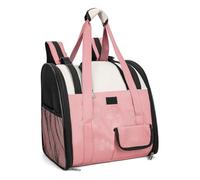 Blaihild Cat Backpack Carrier Nylon Mesh Pet Travel Bag, Lightweight Compact with Shoulder and Hand Straps, Breathable Ventilated for Small Cats Dogs Outdoor Hiking Vet Visits (Orange Pink)