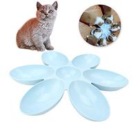 Blaihild Cat Water Bowl, Plastic Feeder with Six Petals Design, 42x42cm for Cats and Dogs (Blue)