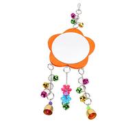 Blaihild Chicken Mirror Toys, Log and Plastic Rooster Mirror with Bells for Parrots, 5.3in Diameter, Pet Accessories for Outdoor Chicken Coop