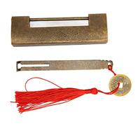Blaihild Chinese Old Style Padlock Antique Brass Fish Lock Vintage Horizontal Lock 5.9cm Spacing for Jewelry Boxes Cabinets Drawers (Bronze)
