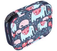 Blaihild Crochet Hook Bag Organizer Oxford Large Capacity Double Layer Storage Case, Portable Knitting Accessories Carrier with Mesh Pockets Flap Closure, Holds Up to 50 Hooks (Elephant-Empty Packet)