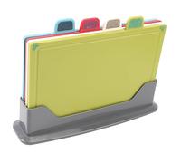 Blaihild Cutting Board Set for Kitchen 4 Piece with Thickened PP TPR | Thick Cutting Boards for Meat, Fruits, Veggies, BPA Free Nonslip Base, Easy Clean, Space Saving Storage Rack Included