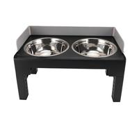 Blaihild Elevated Dog Feeder for Large Medium Dogs, Adjustable Height 17.3in 11 Degree Tilt Stainless Steel Bowls, Non-Slip Base Splash Guard for Neck Pain Relief, Water and Food Station (Grey)