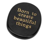 Blaihild Engraved Motivational Stone 1.5 Inch Portable Pocket Size for Daily Carry Smooth Natural Stone with Born to Create Beautiful Things Inscription for Work Commute, Home Office,