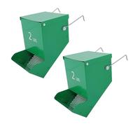 Blaihild Feeder 2 Piece Metal Rustproof 2lbs for Small Animals 7.09x6.69x4.72in Bottom Mesh Design with Secure Lid, Space Saving Dual Hanging Hooks Indoor Outdoor Use