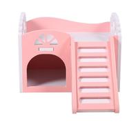 Blaihild Hamster House, Wood Plastic Small Animal Cage with 2 Layers Stair Design for Sleeping and Playing, Anti Aging Non, Blue Pink Green (Pink)