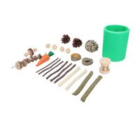 Blaihild Hamster Toys Set 24 Interactive Toys with 20-Inch Retractable Tunnel Chewable Pine Wood for Small Animals - Seaweed Roll Rattan Balls for Cage Enrichment RV Life Daily Use