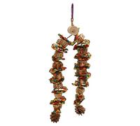 Blaihild Large Chew Toy Natural Wood Nuts Corn Leaves Pine Cones, Cage Mounted Foraging Toy for Macaws Sun Parrots, 8 Inch Hanging Bird Reduces Feather Plucking Destructive (Colorful)