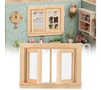 Blaihild Mini Simulation Wooden Window, Doll House Accessory for 1:12 Scale, with Exquisite Workmanship and Beautiful Appearance