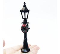 Blaihild Miniature Christmas Street Lamp, Plastic Lantern Model for Xmas Village Pathway, 12cm Tall Street Light with Bench for Fairy Garden Decorations