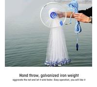 Blaihild Nylon Monofilament Fishing Net, Hand Throw Cast Net with 8m Hand and Galvanized Iron Weight, for Fishing Enthusiasts (2.4m)