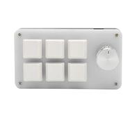 Blaihild One Handed Mechanical Keyboard 6 Keys Programmable Blue Switch Acrylic, Macro Keypad with Volume Knob for Gaming Editing, All Keys Programmable Supports Complex Combos, for PC (White)