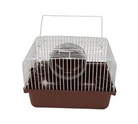 Blaihild Portable Hamster Cage 23x17x16cm Iron Wire Sides Easy Clean Access - Small Animal Cage with Ventilated Enclosure for Apartments Travel and Vet Trips Includes Wheel Bottle Bowl