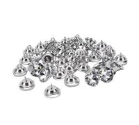 Blaihild Rhinestone Buttons 20mm Silver White Crystal Flower Metal Loop Shank 100Pcs Sewing Craft Wedding Dress Upholstery, Multi-Faceted Light Reflection, Smooth Edges Prevent Fabric