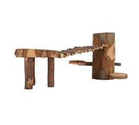 Blaihild Wooden Hamster Climbing Platform Toy, 8-Piece Untreated Wood Chew Set with Tree Hole Stakes and Ladder, Promotes Active Play and Balance for Hamster Gerbil Chinchilla, Fits