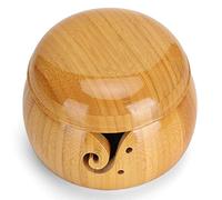 Blaihild Wooden Yarn Storage Bowl with Lid 3.9x5.9in for Knitting Crochet Weaving Accessories, No More Tangled Yarn, Keep Clean During Crafting Session for Craft Enthusiasts