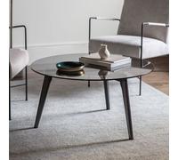 Koropi 90cm Round Glass Coffee Table - Black