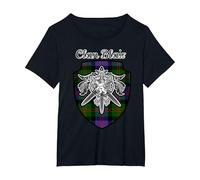 Blair Scottish Clan Tartan Lion Sword Crest T-Shirt, Women's Plus, Black, 5X