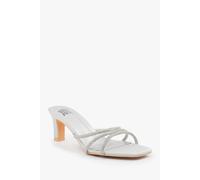 'Blair' Square Toe Low Block Heel With Diamante Strap Detail Where's That From Silver 5
